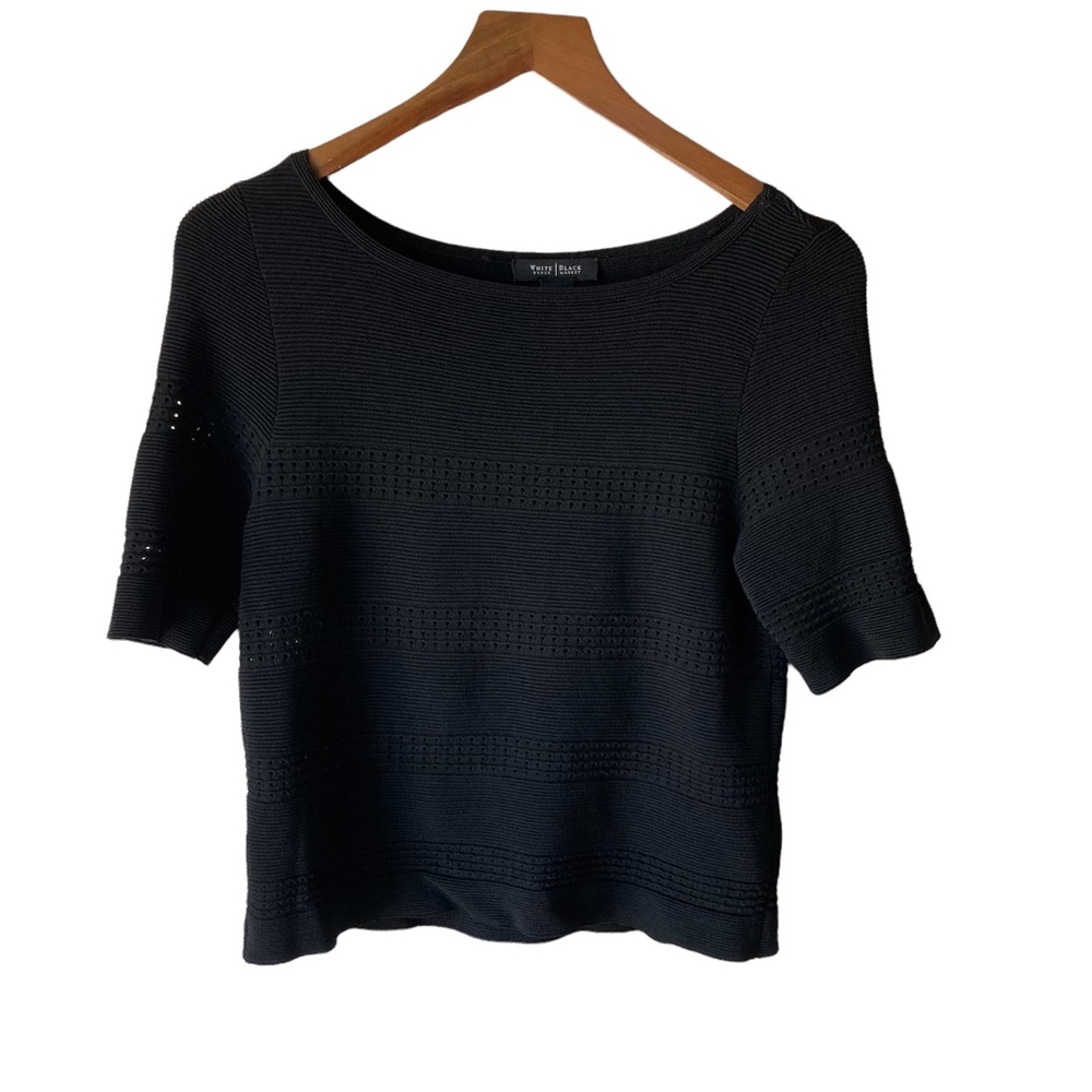 WHBM Black Knit Cropped Top